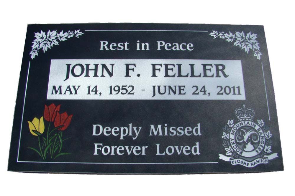 A gravestone for john f. feller rests in peace