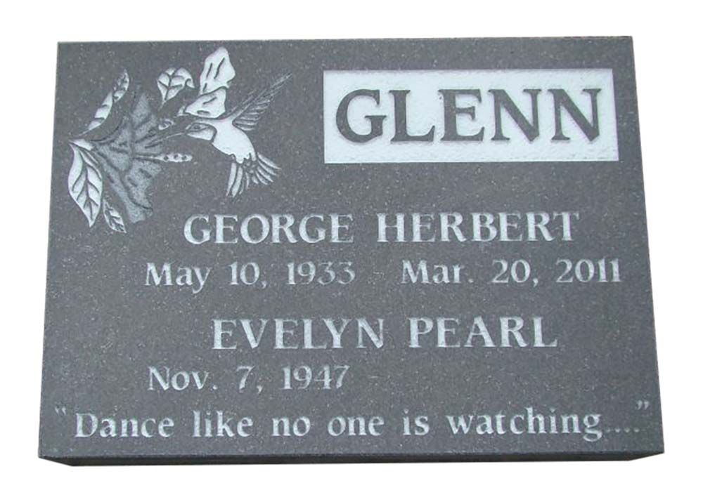 A gravestone for glenn george herbert and evelyn pearl