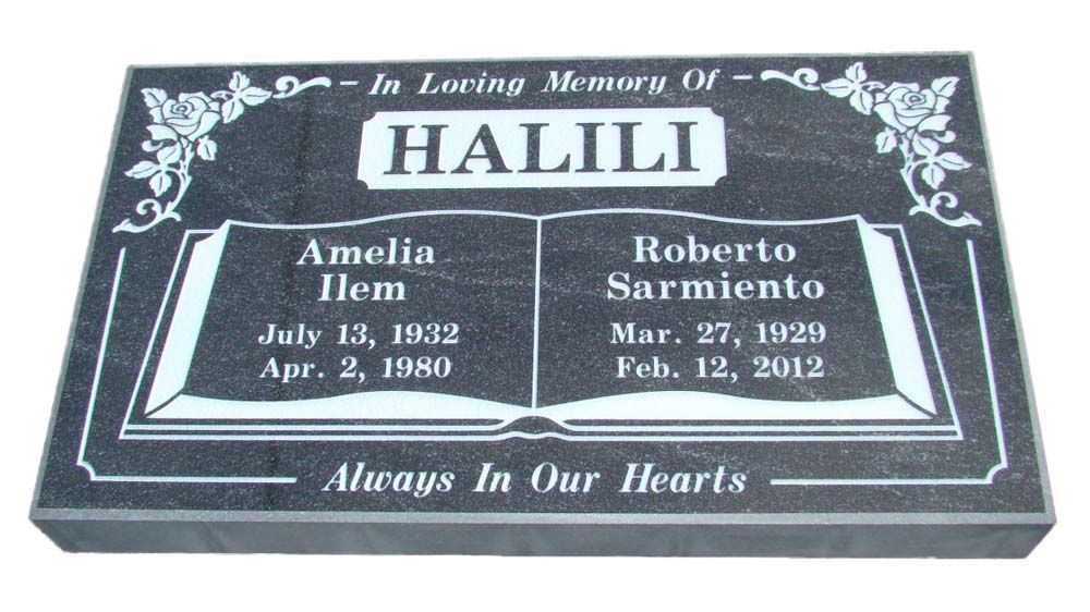 A black gravestone with the name halili on it