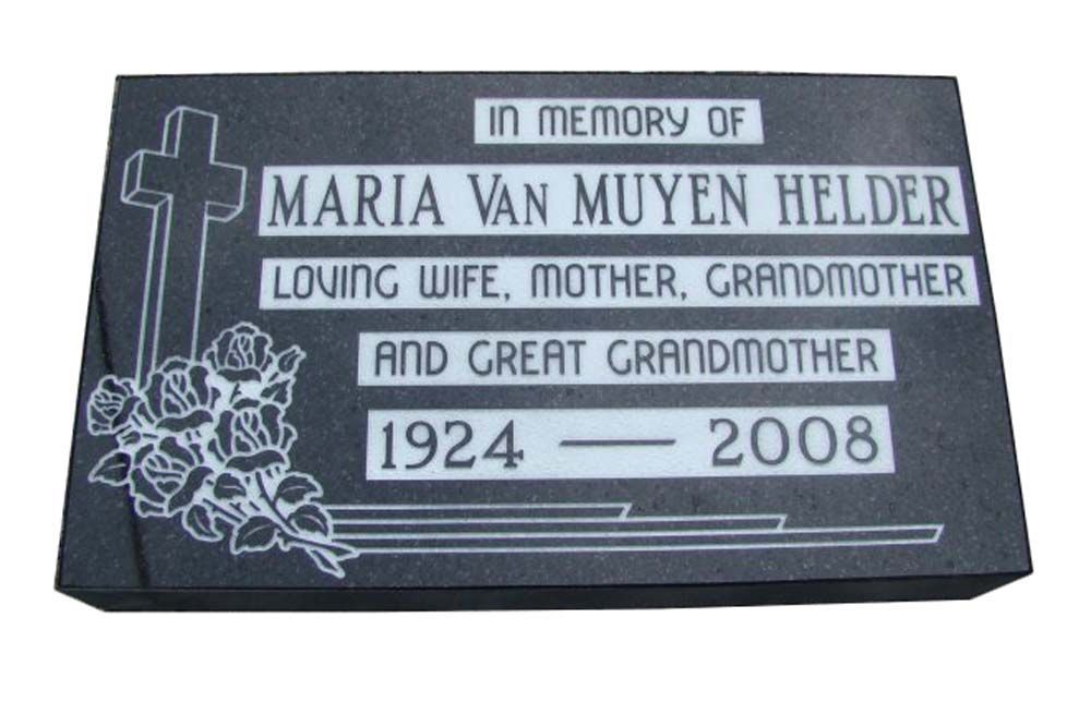 A gravestone for maria van muyen helder loving wife mother grandmother and great grandmother