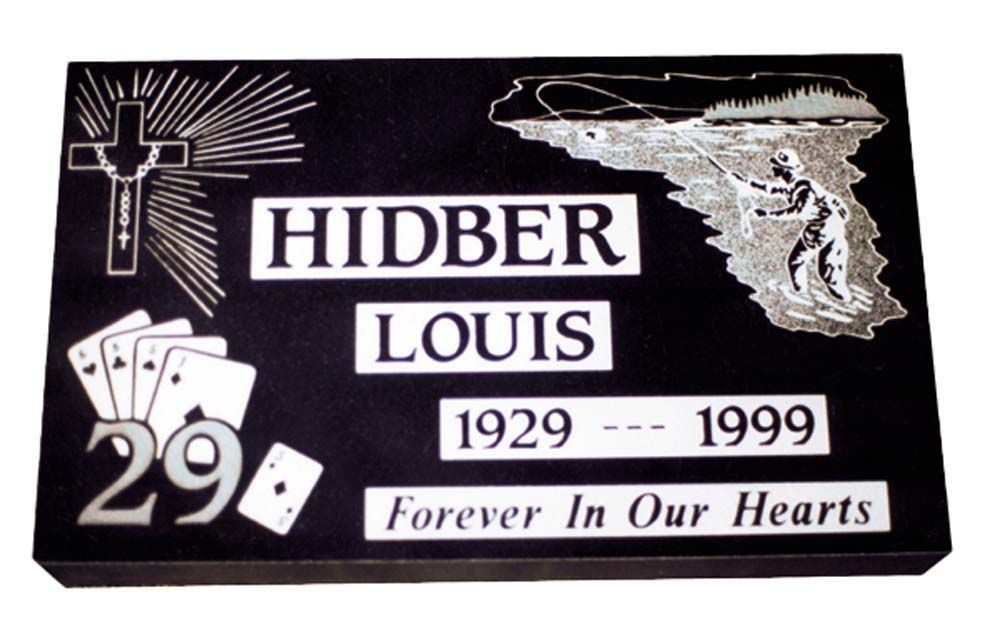 A black grave marker for hidber louis 1929-1999