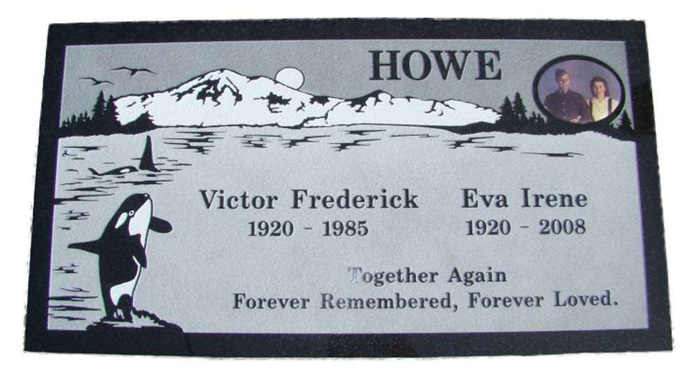 A grave marker for victor frederick and eva irene