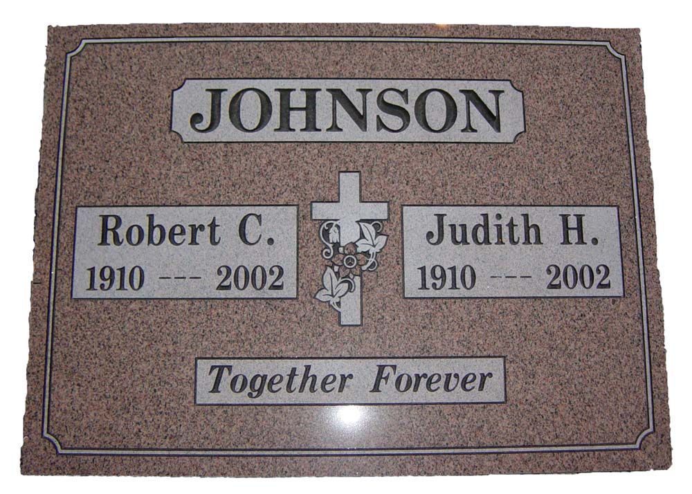 A grave marker for robert c. and judith h. johnson
