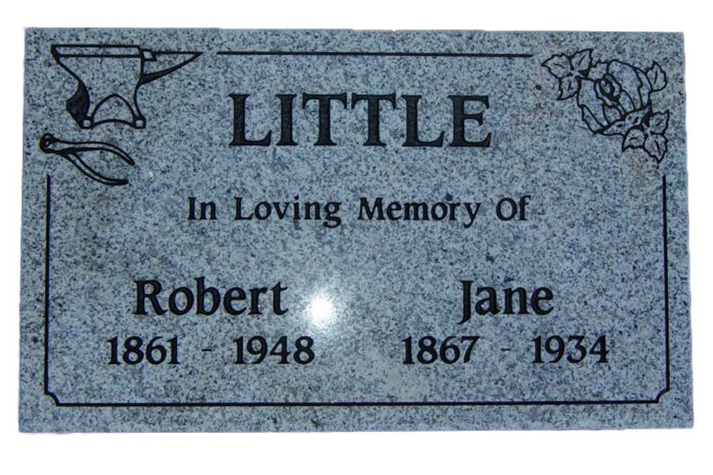 A gravestone for little in loving memory of robert and jane
