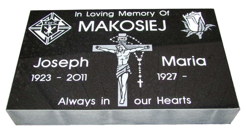 A black grave marker for joseph and maria makosiej