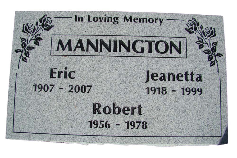A gravestone with the name mannington on it