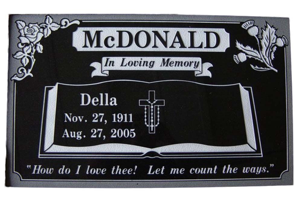 A gravestone for mcdonald della who died in 2003