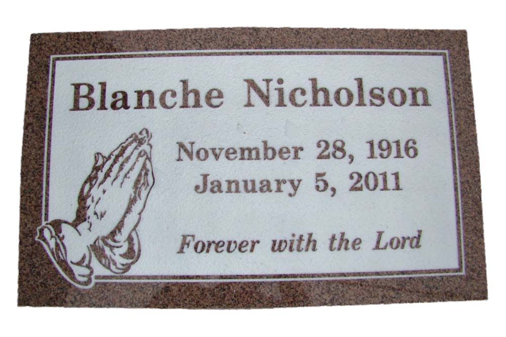 A gravestone for blanche nicholson who died on january 5 2011