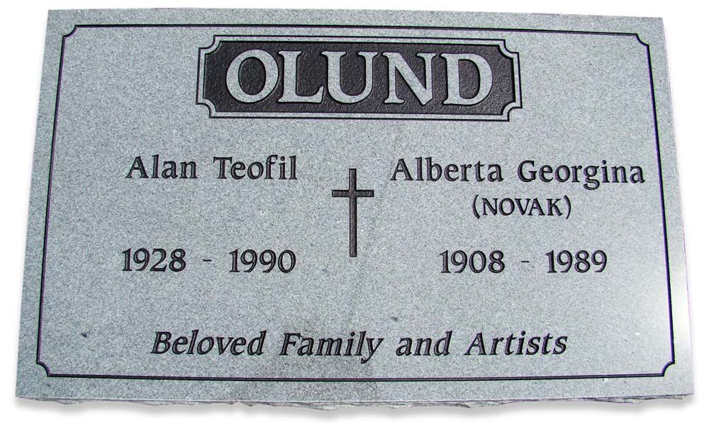 A gravestone for alan teofil and alberta georgina novak