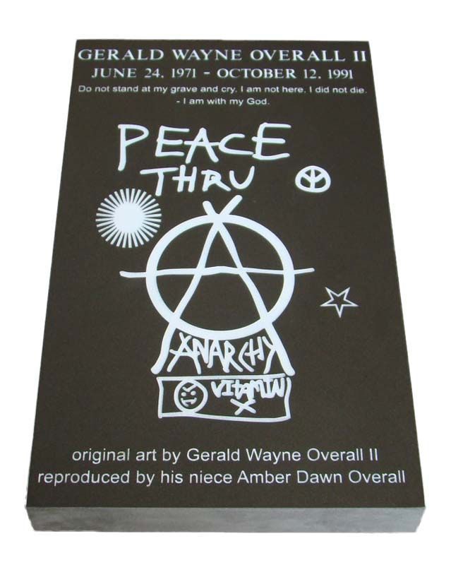 A book titled peace thru anarchy by gerald wayne overall