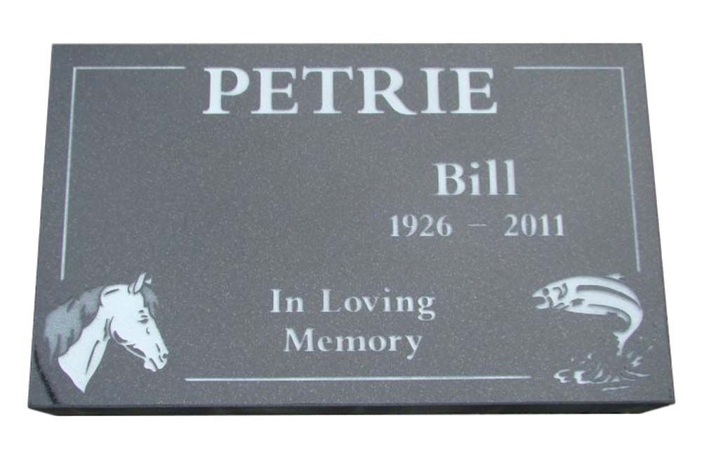 A grave marker for petrie bill 1926-2011