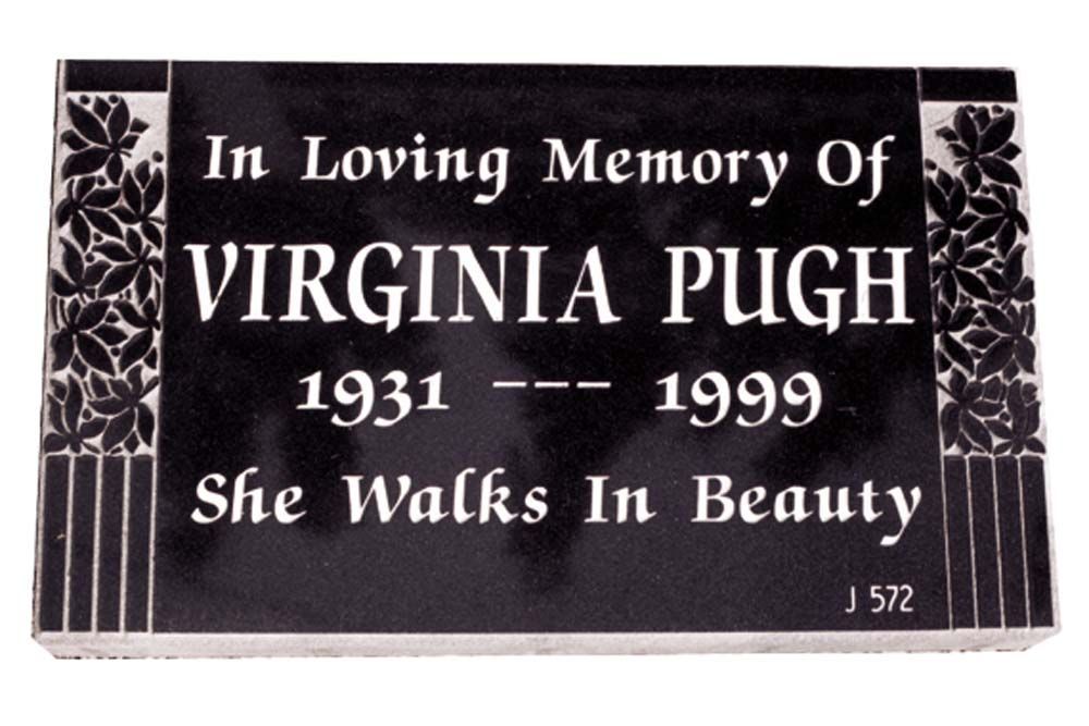 A gravestone for virginia pugh who died in 1999