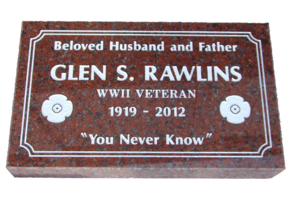 A gravestone for glen s. rawlins who died in 2012