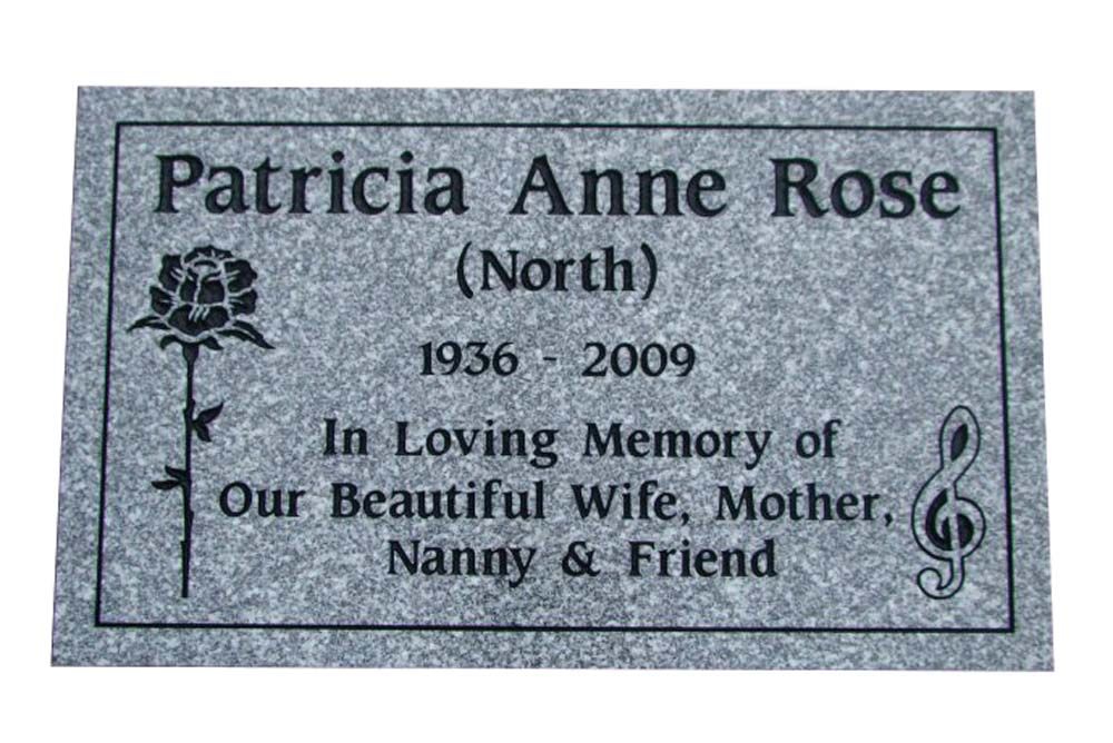 A gravestone for patricia anne rose in loving memory of our beautiful wife , mother , nanny and friend.