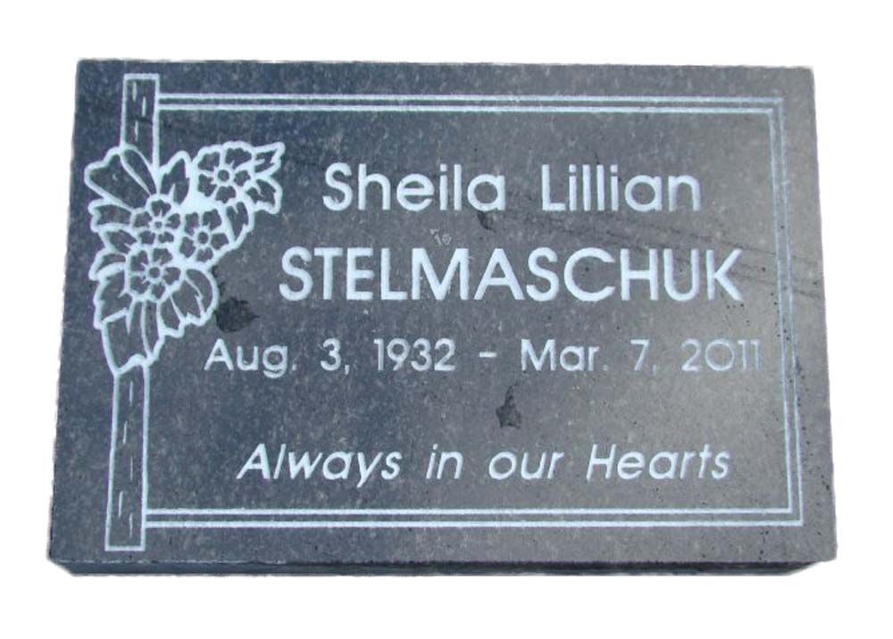 A gravestone for sheila lillian stelmaschuk who died on march 7 2011