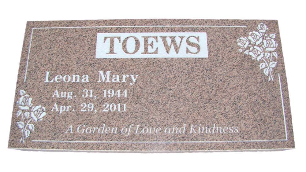 A gravestone for a woman named toews