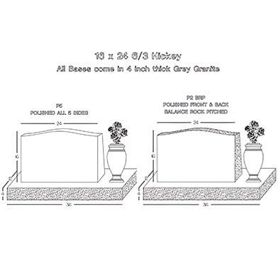 A black and white drawing of a gravestone with a vase on top of it.