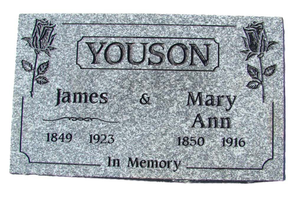 A gravestone for james and mary ann youson