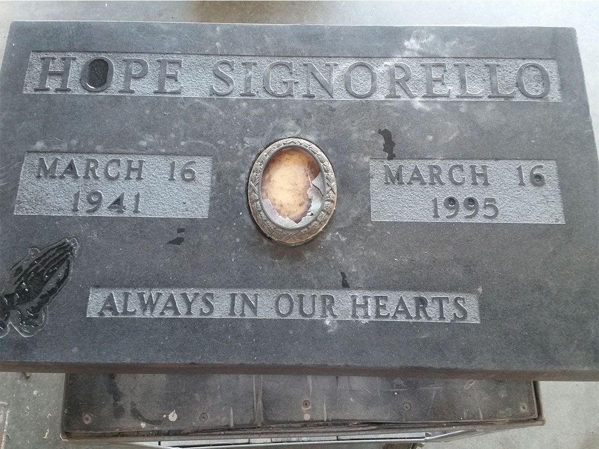 a gravestone that says hope signorello always in our hearts