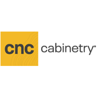 Logo of CNC Cabinetry: dark gray "cnc" in a gold square, right of "cabinetry" text.