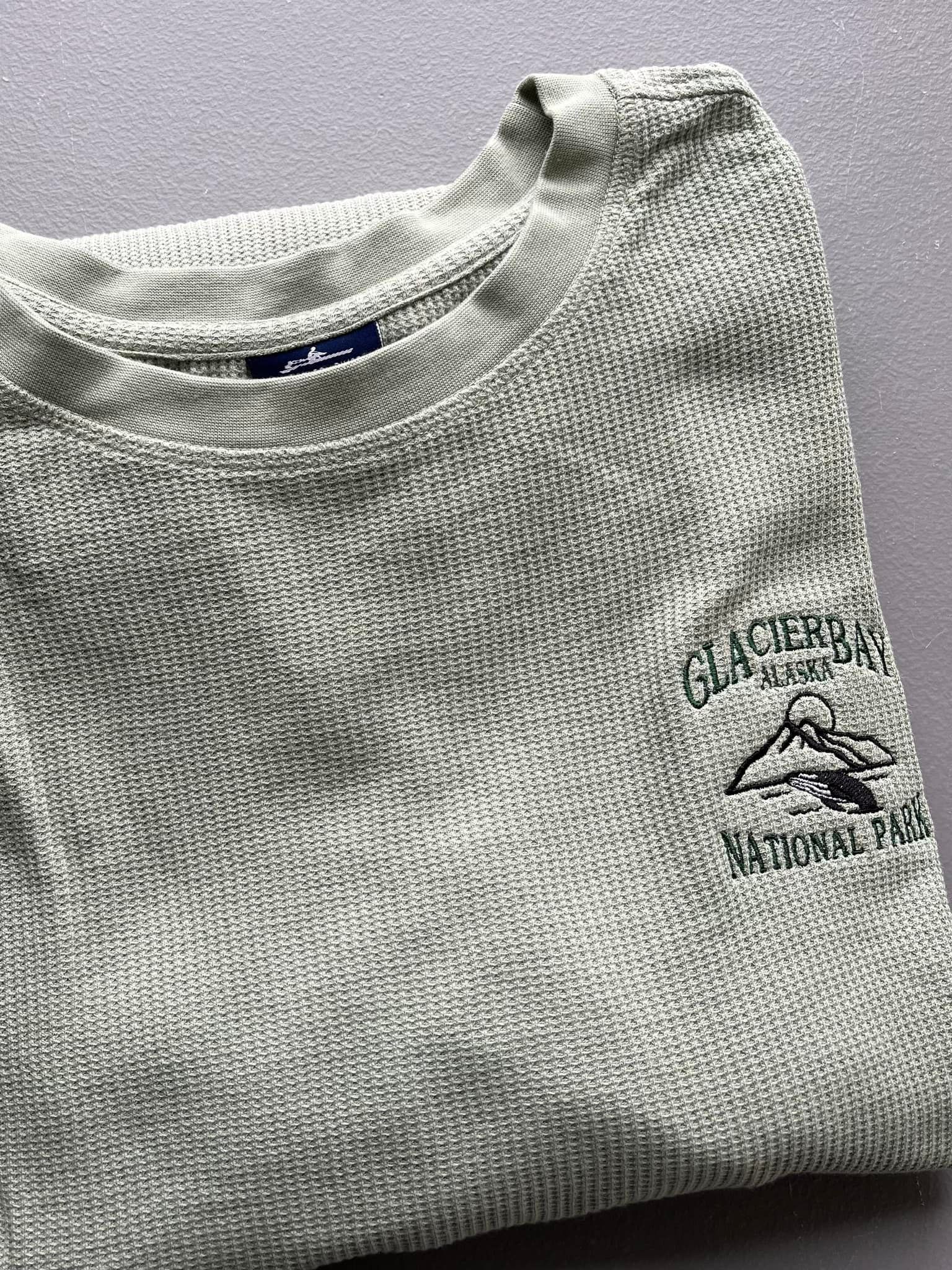 Gray waffle-knit sweatshirt with 