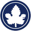 White leaf emblem within a blue circle.