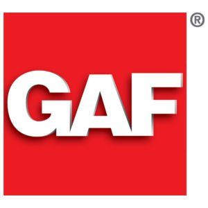 GAF logo: white letters against a red square.