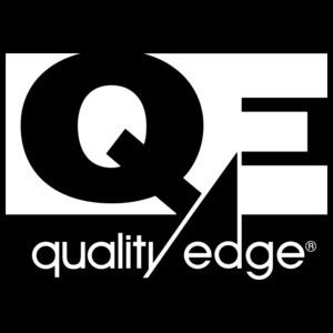Logo for Quality Edge: Bold white 