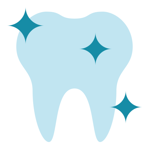 Dent Bluetooth avec trois effets scintillants turquoise.