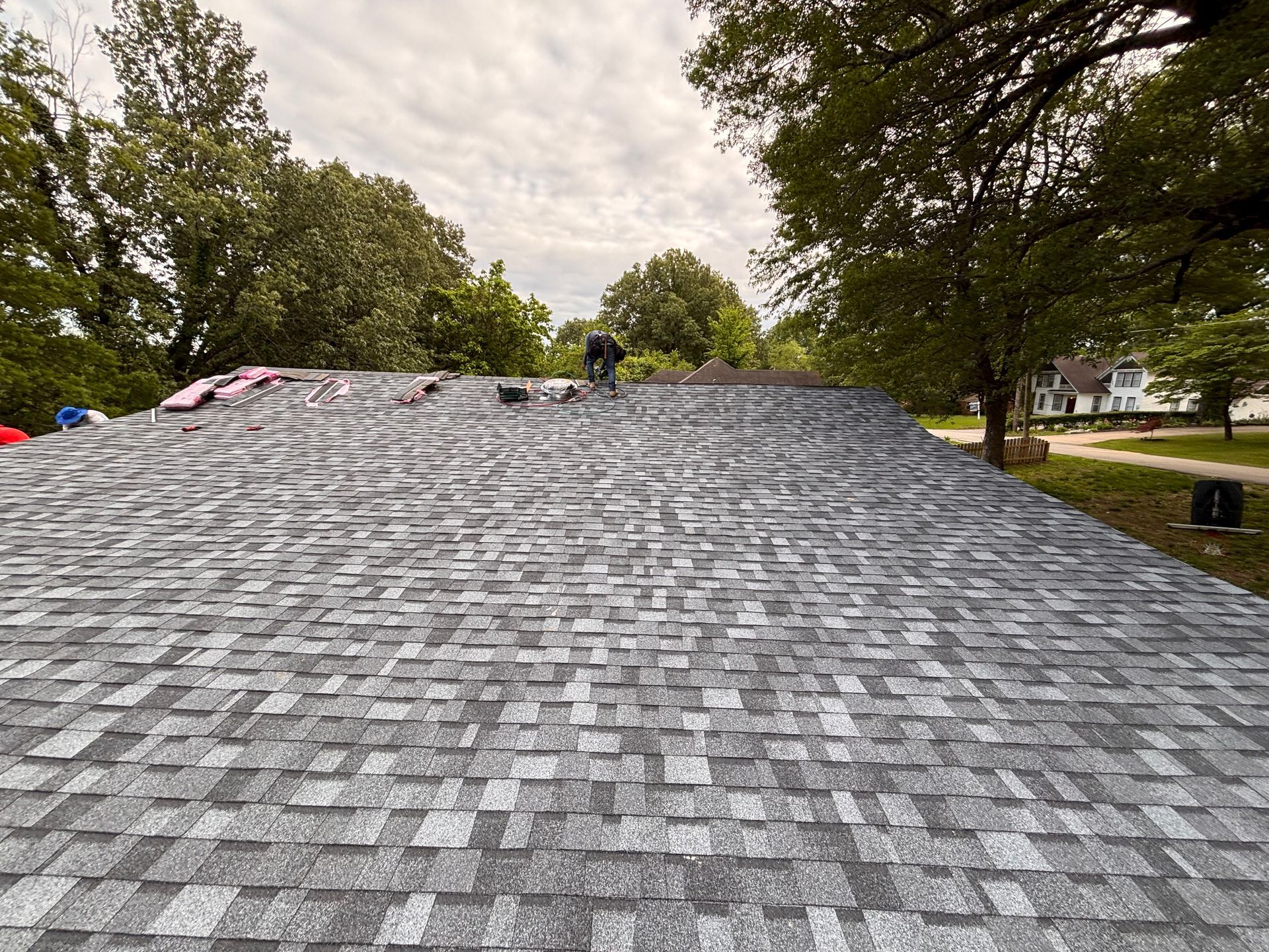 new shingle roof on home