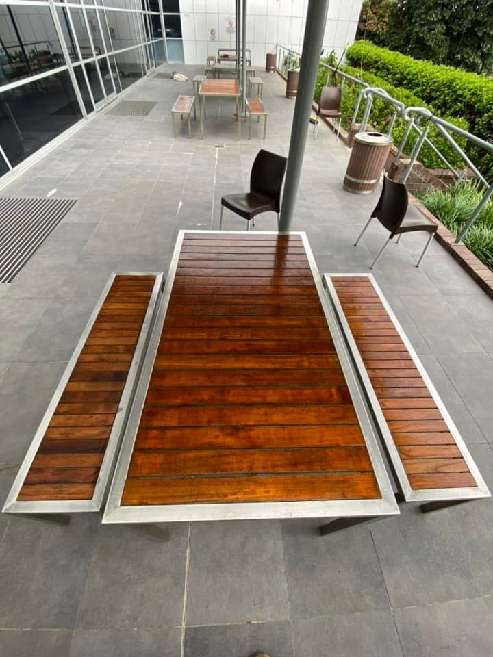 newly cleaned picnic table