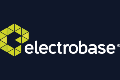 Electrobase logo: yellow geometric shape with the letter 