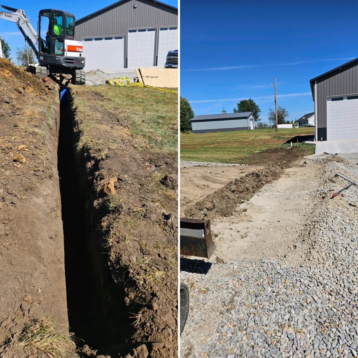 A bobcat is digging a hole in the ground