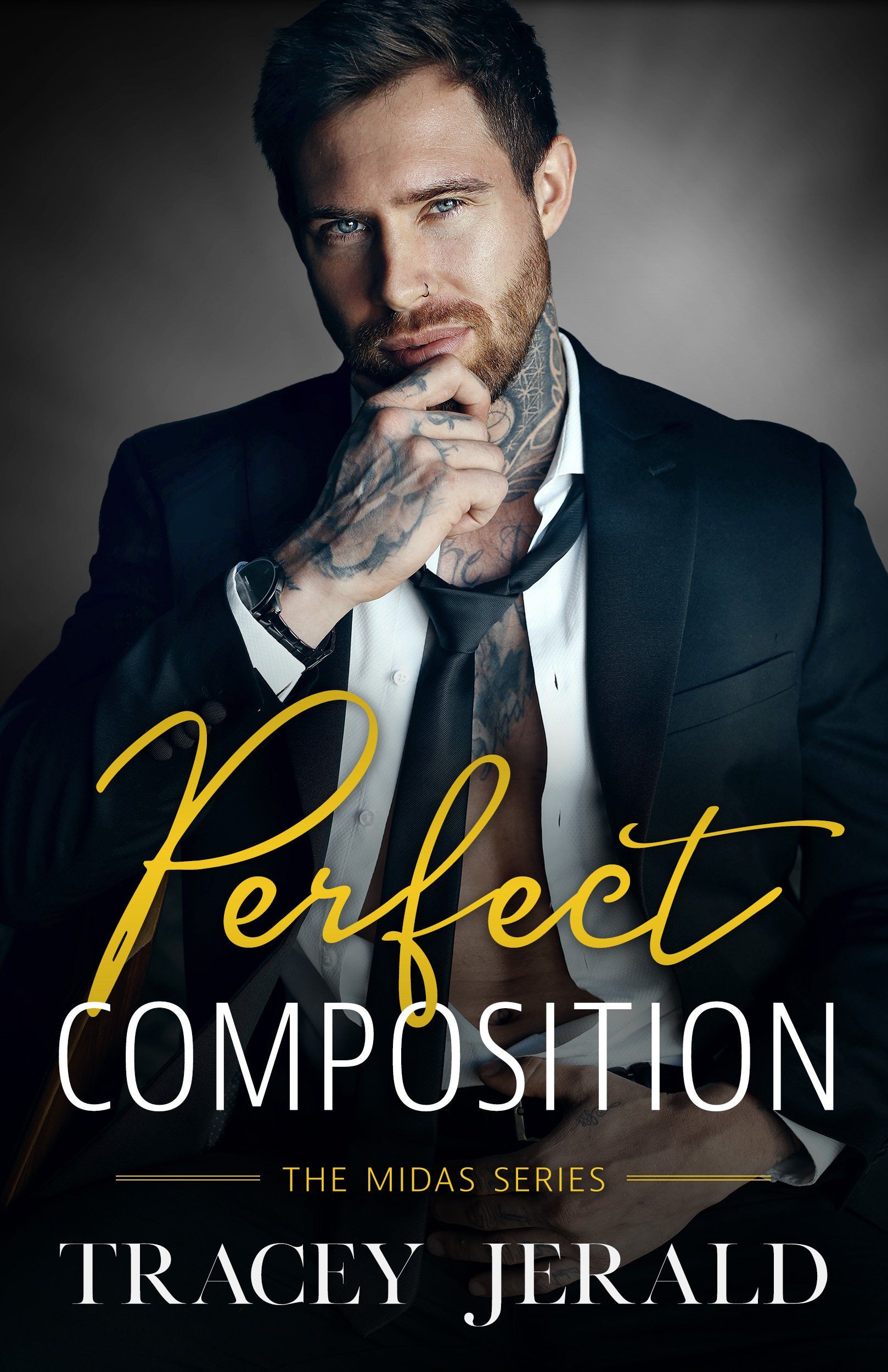 A man in a suit and tie is on the cover of a book called perfect composition