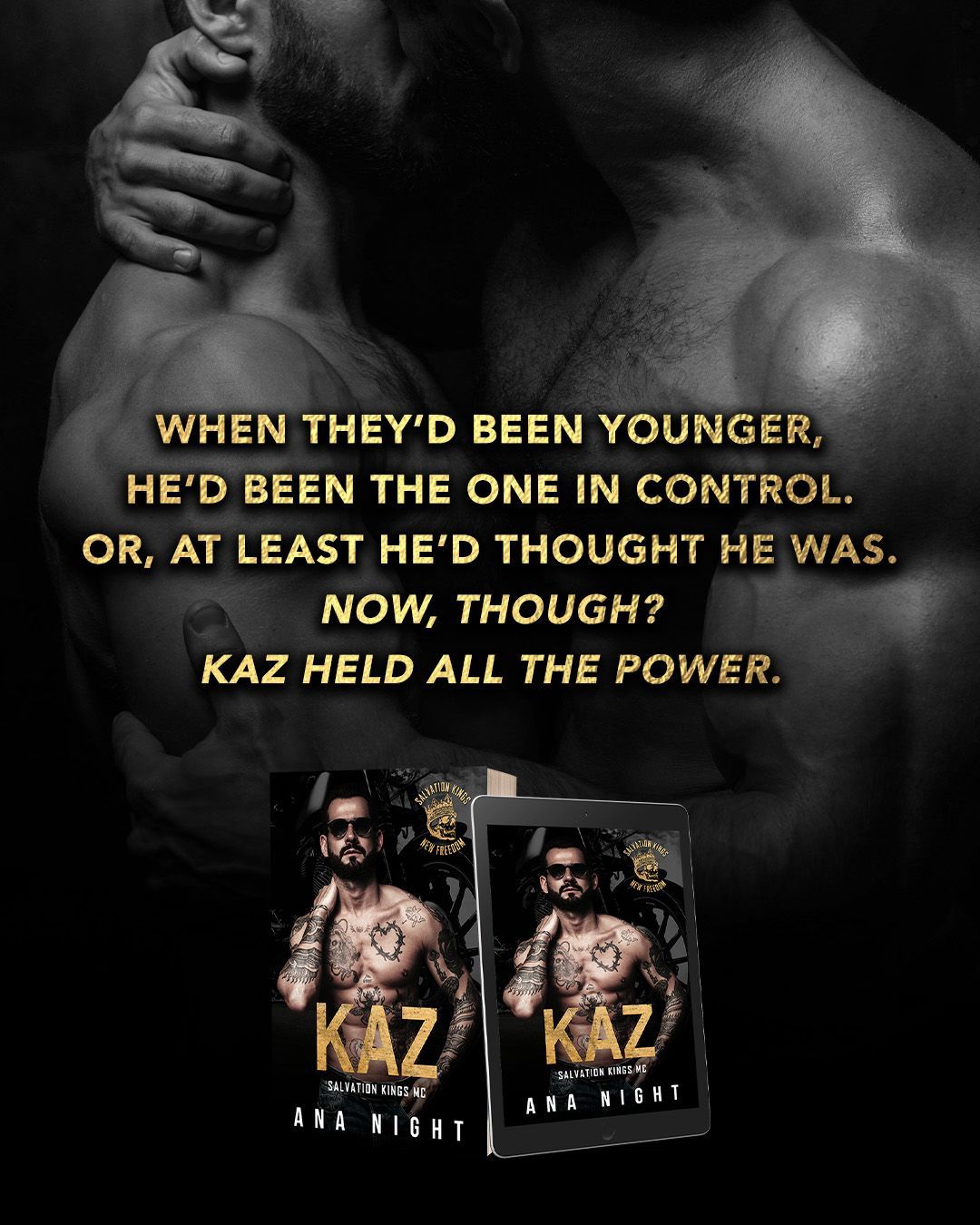 A spicy, second chance, forced proximity, opposites attract, MM biker romance book, featuring a possessive MC, with trust issues. You can also expect vigilante romance, redemption, and found family vibes.