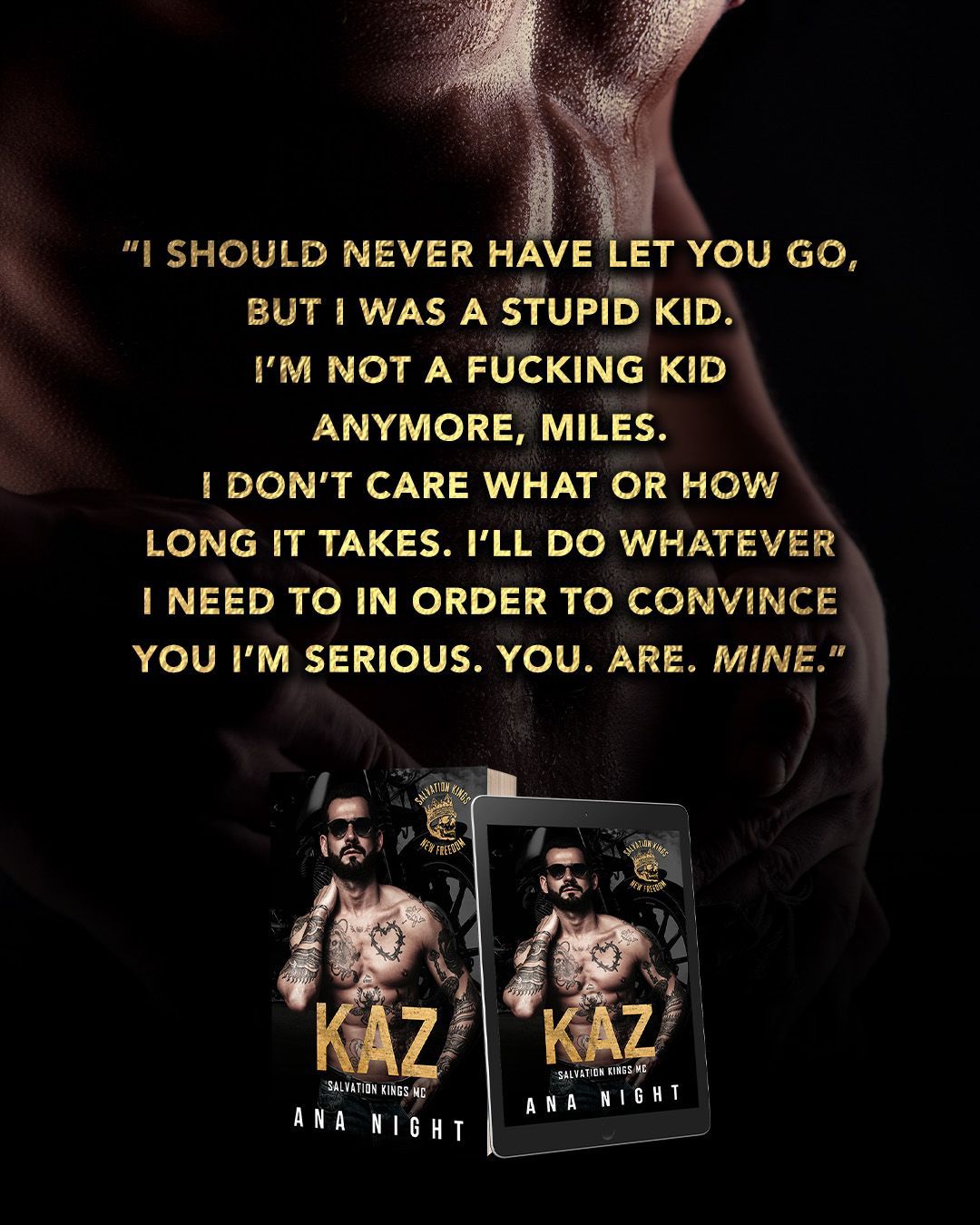 A spicy, second chance, forced proximity, opposites attract, MM biker romance book, featuring a possessive MC, with trust issues. You can also expect vigilante romance, redemption, and found family vibes.
