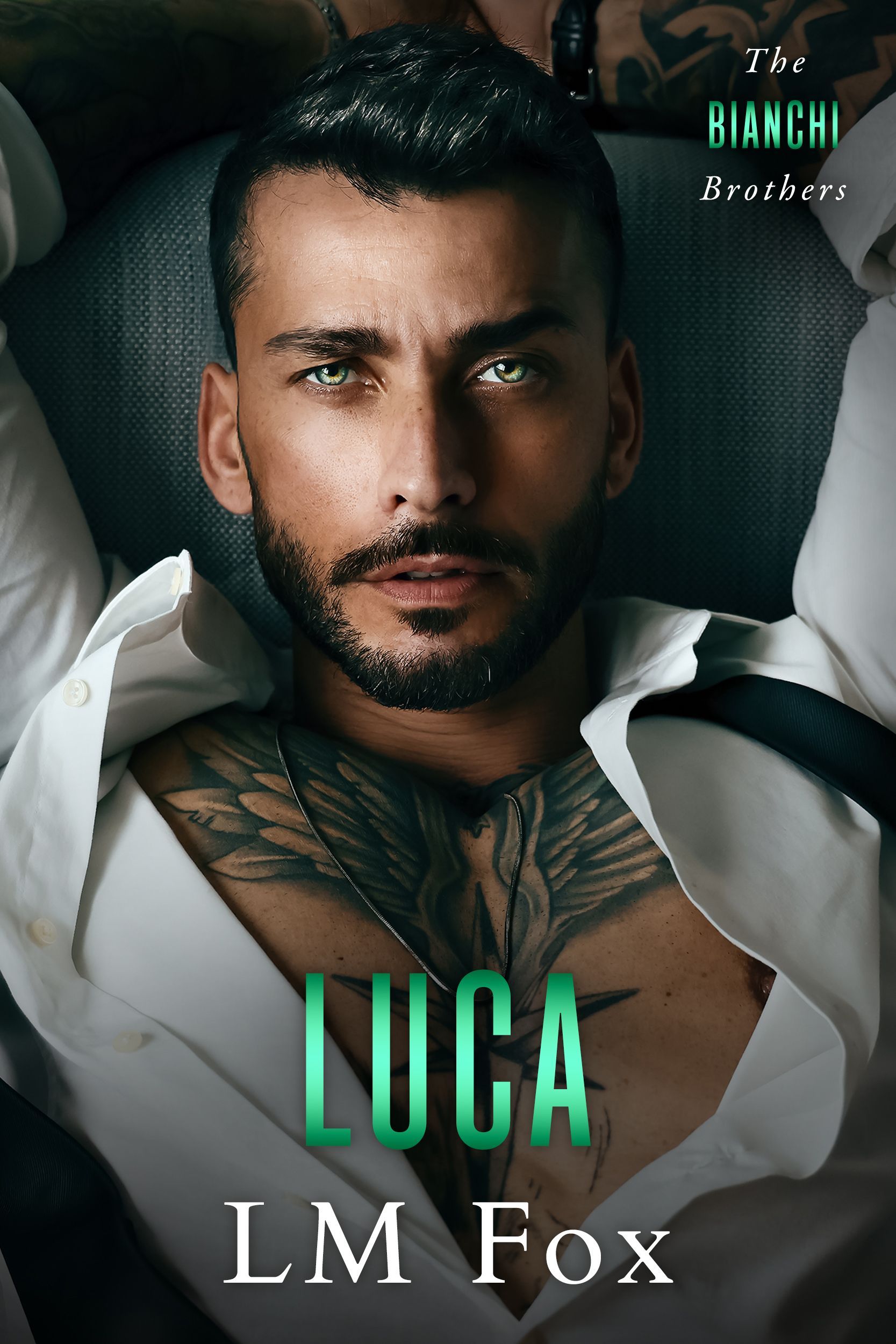 A man with a beard and tattoos is on the cover of luca by lm fox