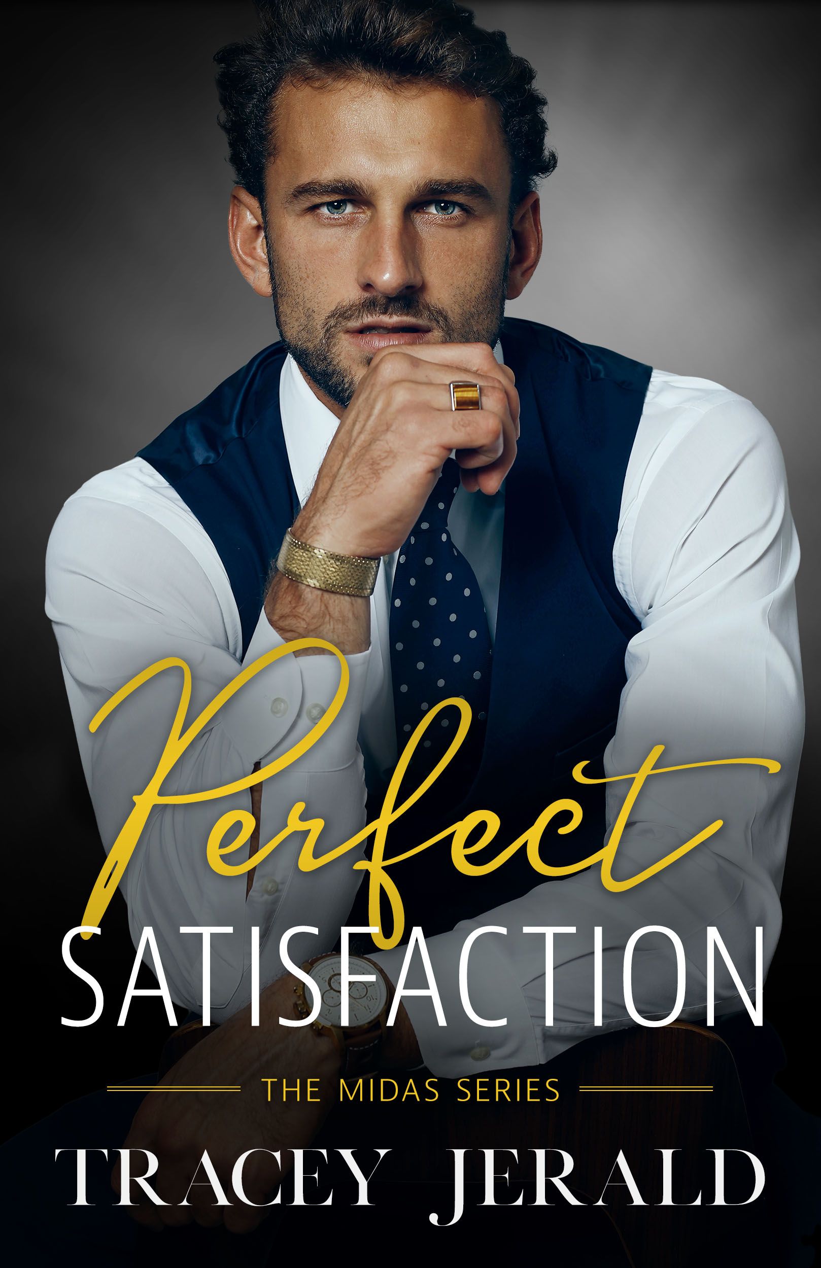 A man in a suit and tie is on the cover of a book called perfect satisfaction