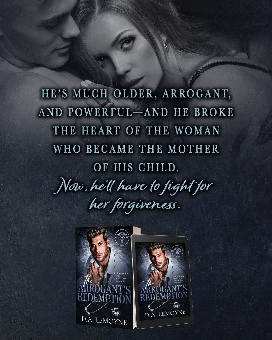 A spicy, age-gap, secret baby, second chance, forced proximity, billionaire doctor romance. A one night stand to forever, featuring a redemption romance with a morally gray man, and found family vibes, secrets,  and a HEA.