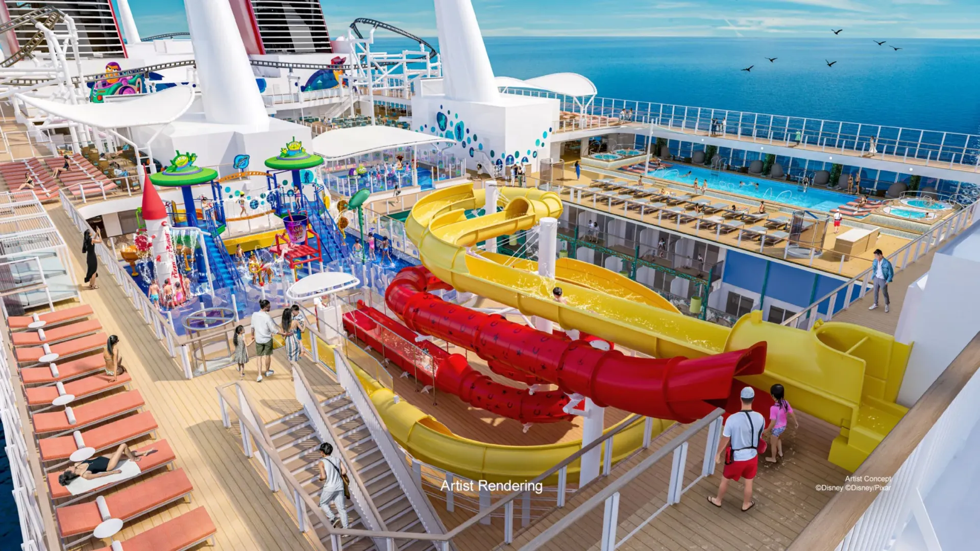 Luxury yacht on tropical waters, near lush greenery and palm fronds. Creamy white exterior.