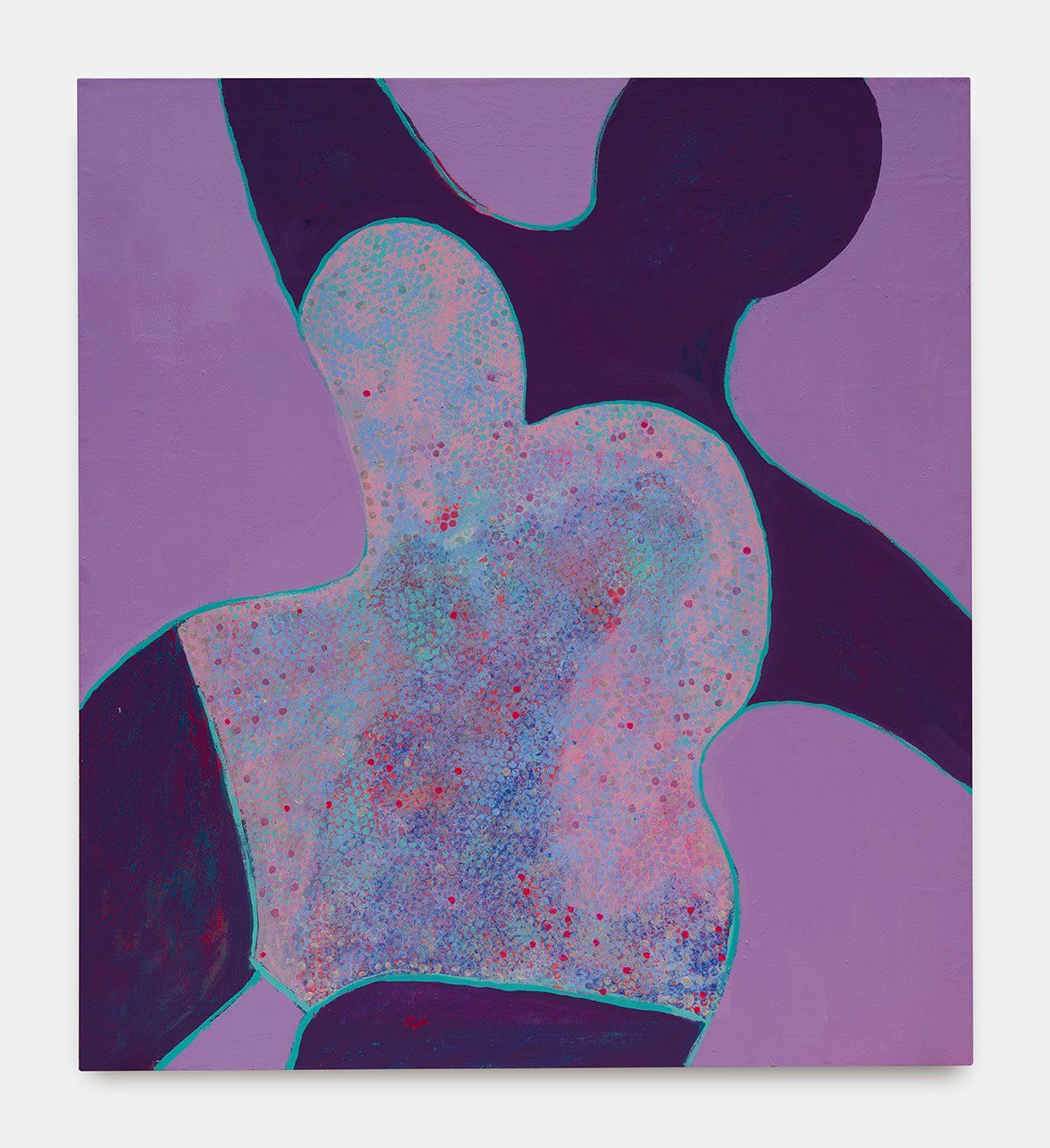 Contemporary figurative art by female artist Nadine Mahoney. One of a kind colourful, painting exploring female gaze by emerging London based artist.