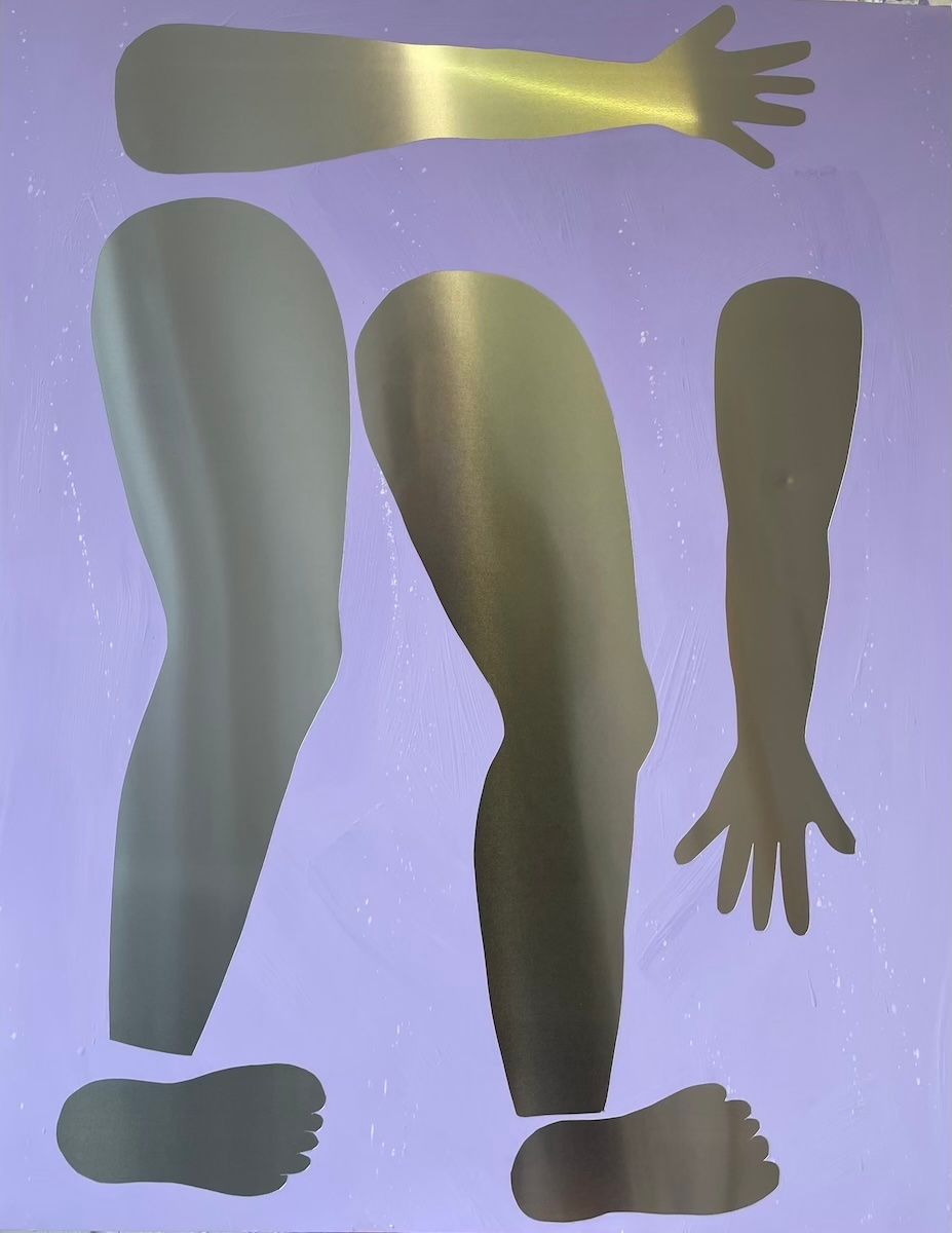 Mixed Media Painting on fused glass, with airdry clay and metallic paint