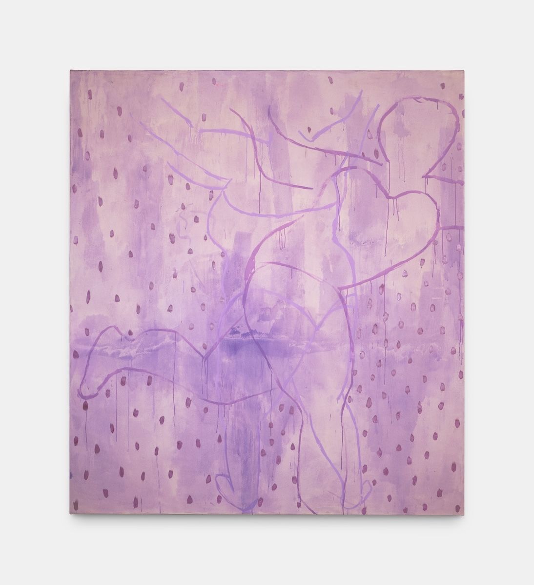 Large Scale ambitious contemporary figurative art by female artist. One of a kind colourful, painting exploring female gaze by emerging London based artist Nadine Mahoney