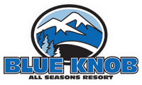 The logo for blue knob all seasons resort