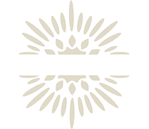 Cream-colored decorative burst, split in two, with space for text in the middle.