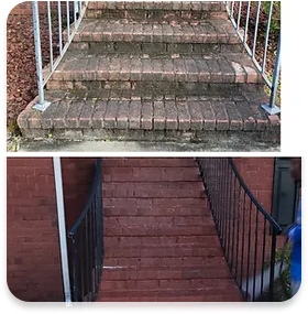 Brick Steps Surface cleaning with Shingle Pros USA