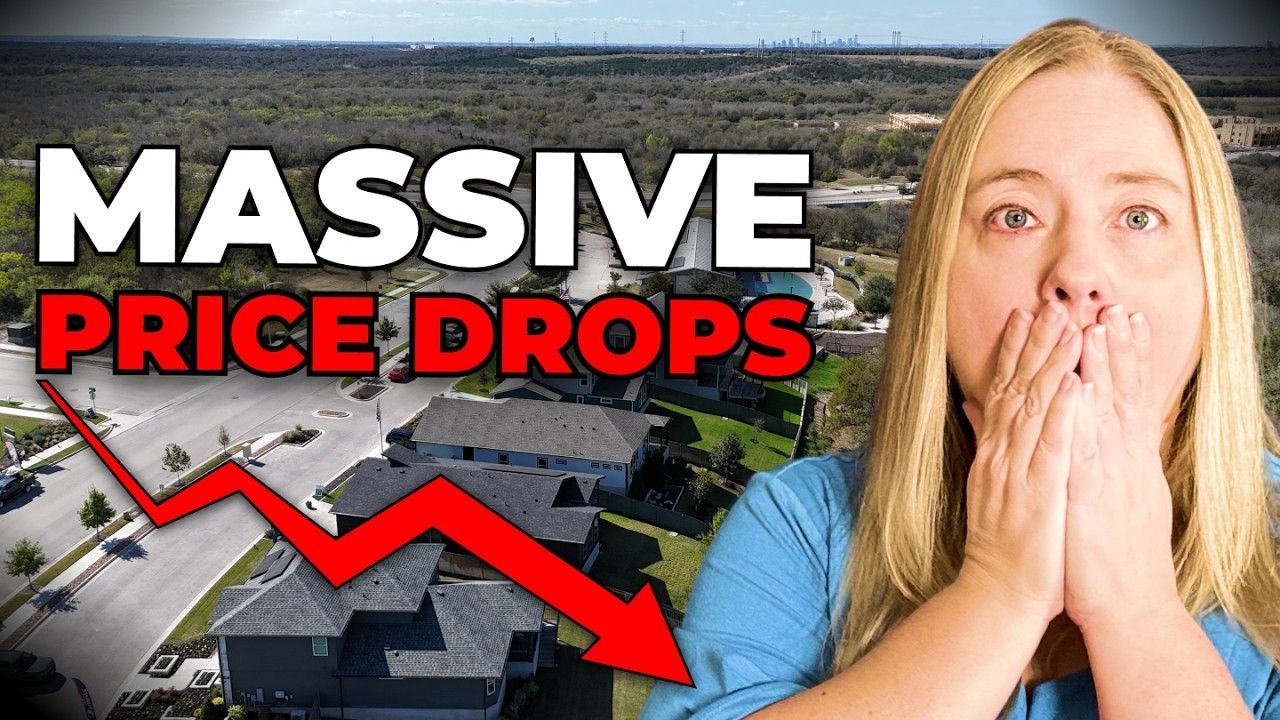 Woman with shocked expression next to text