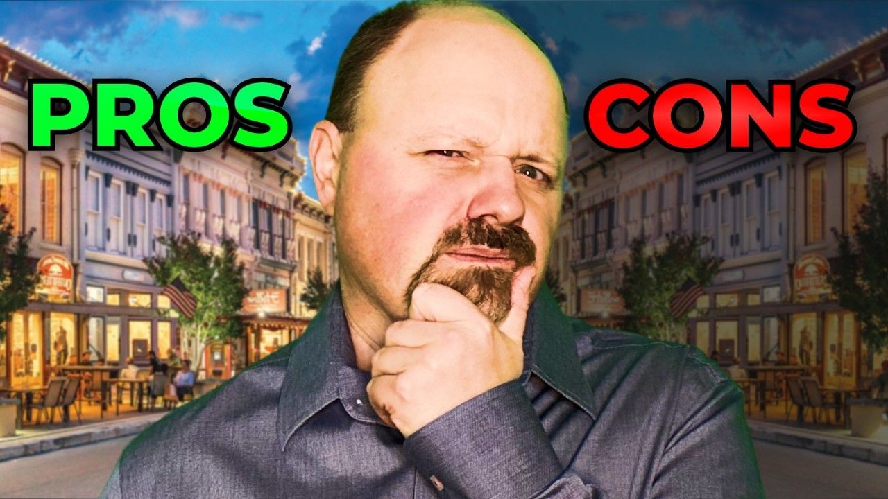 A man with a beard is thinking about the pros and cons of buying a house.