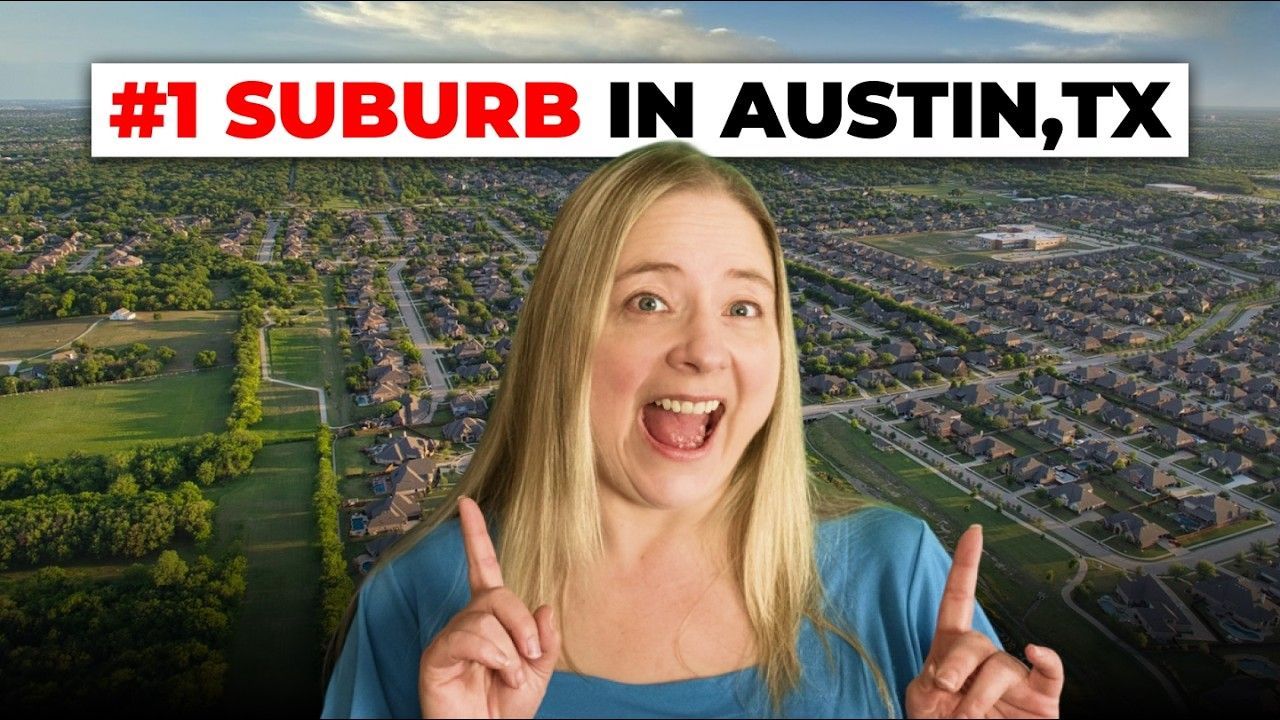 A person in a blue shirt pointing up at text that reads 