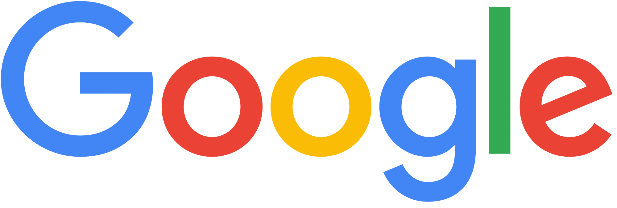 A colorful google logo on a white background